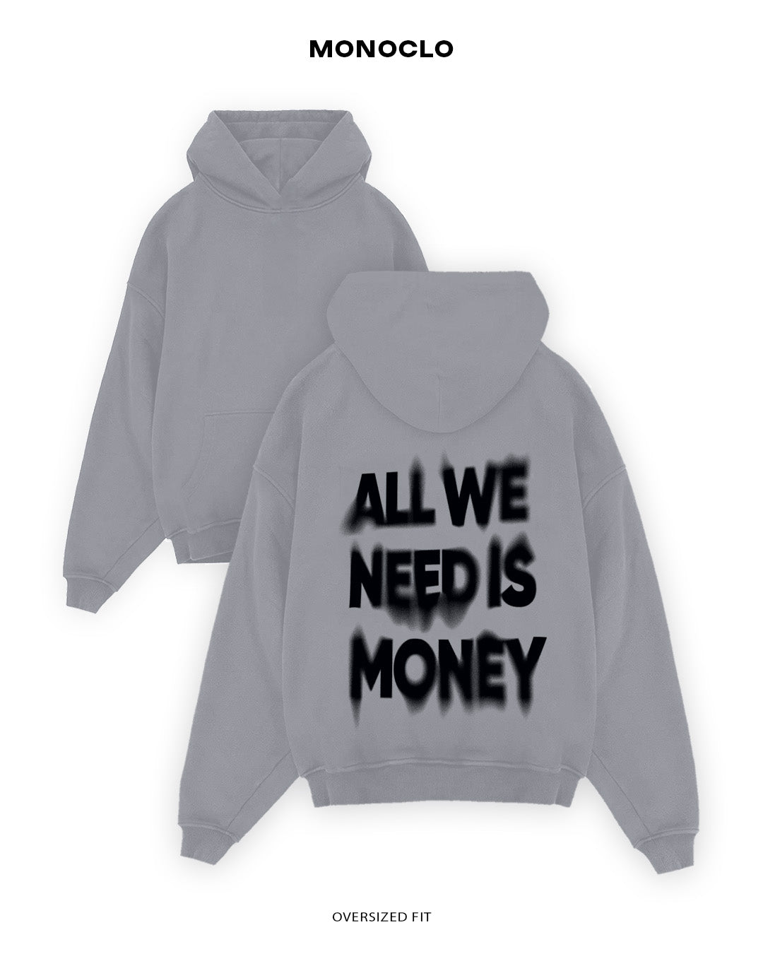 Худі Monoclo ALL WE NEED IS MONEY - shop_name Сірий