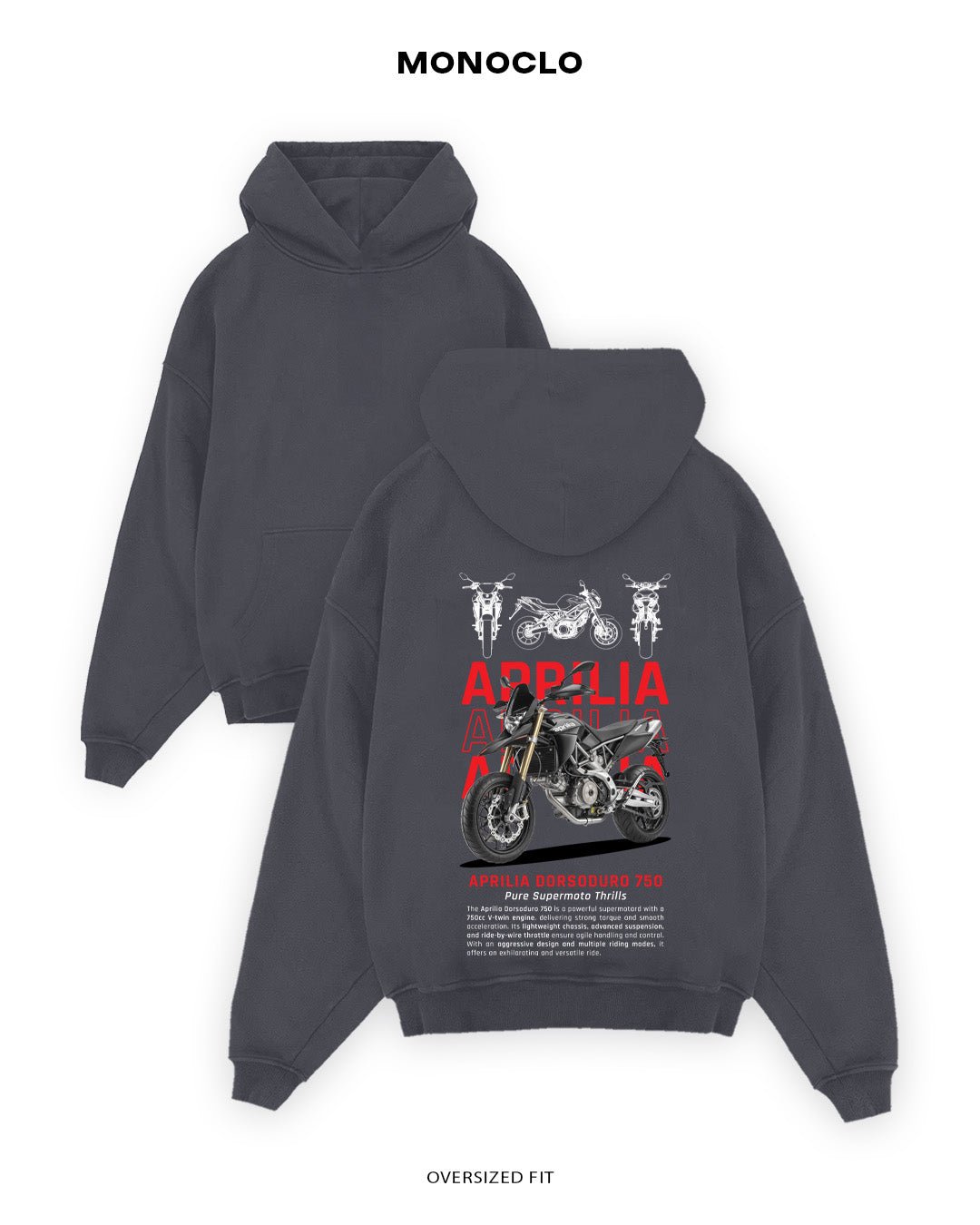 Худі Monoclo Aprilia Dorsoduro 750 - shop_name Графітовий
