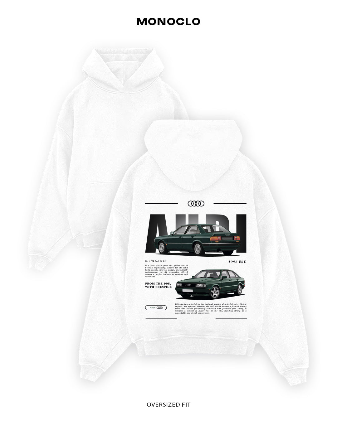 Худі Monoclo Audi 80 B4 - shop_name Білий