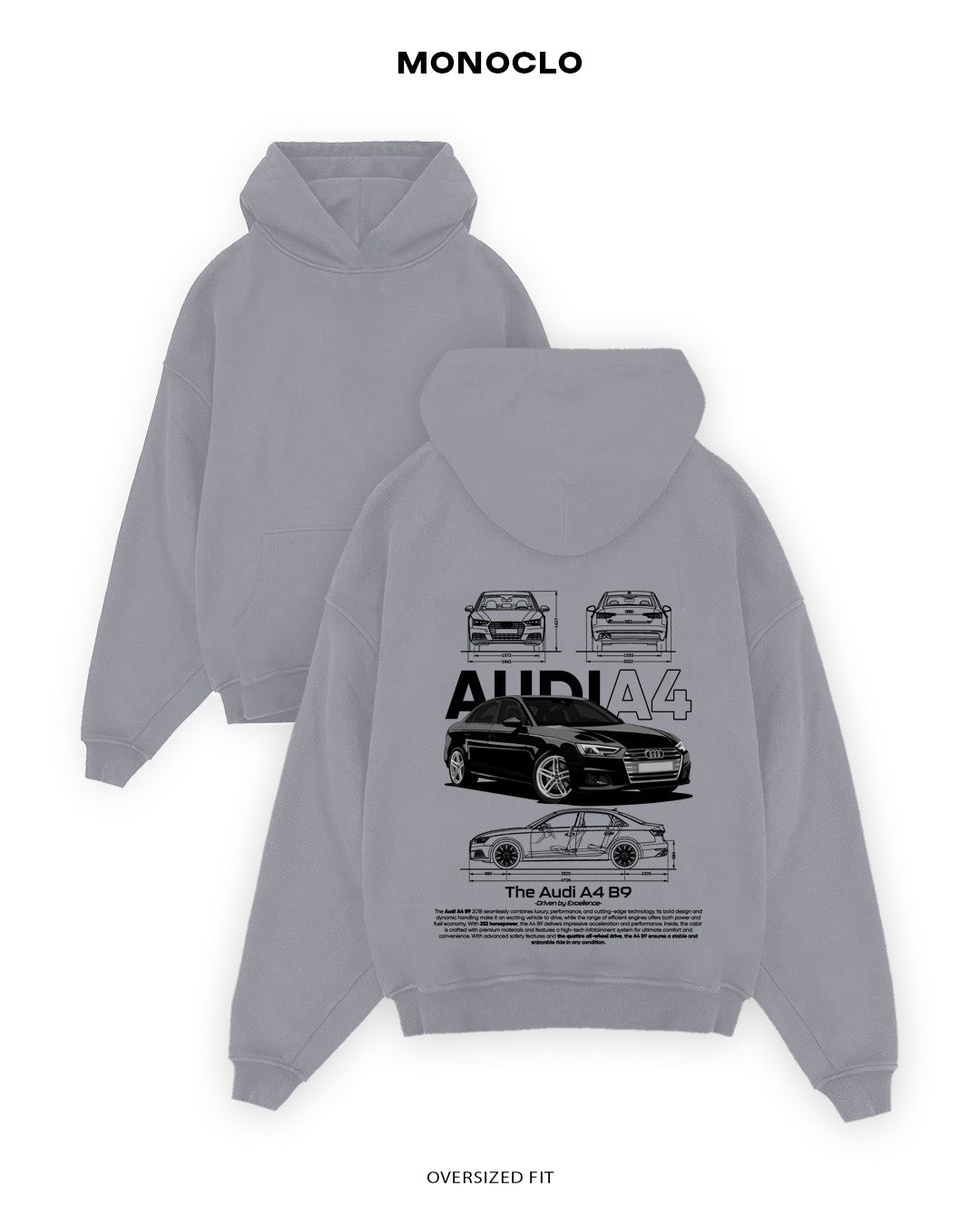 Худі Monoclo Audi A4 B9 Black - shop_name Сірий