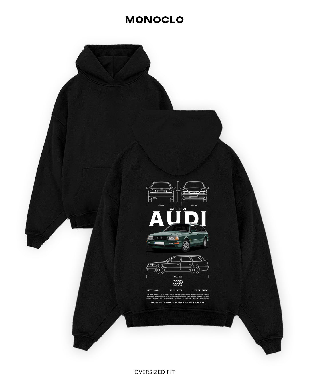 Худі Monoclo Audi A6 C4 Avant - shop_name Чорний