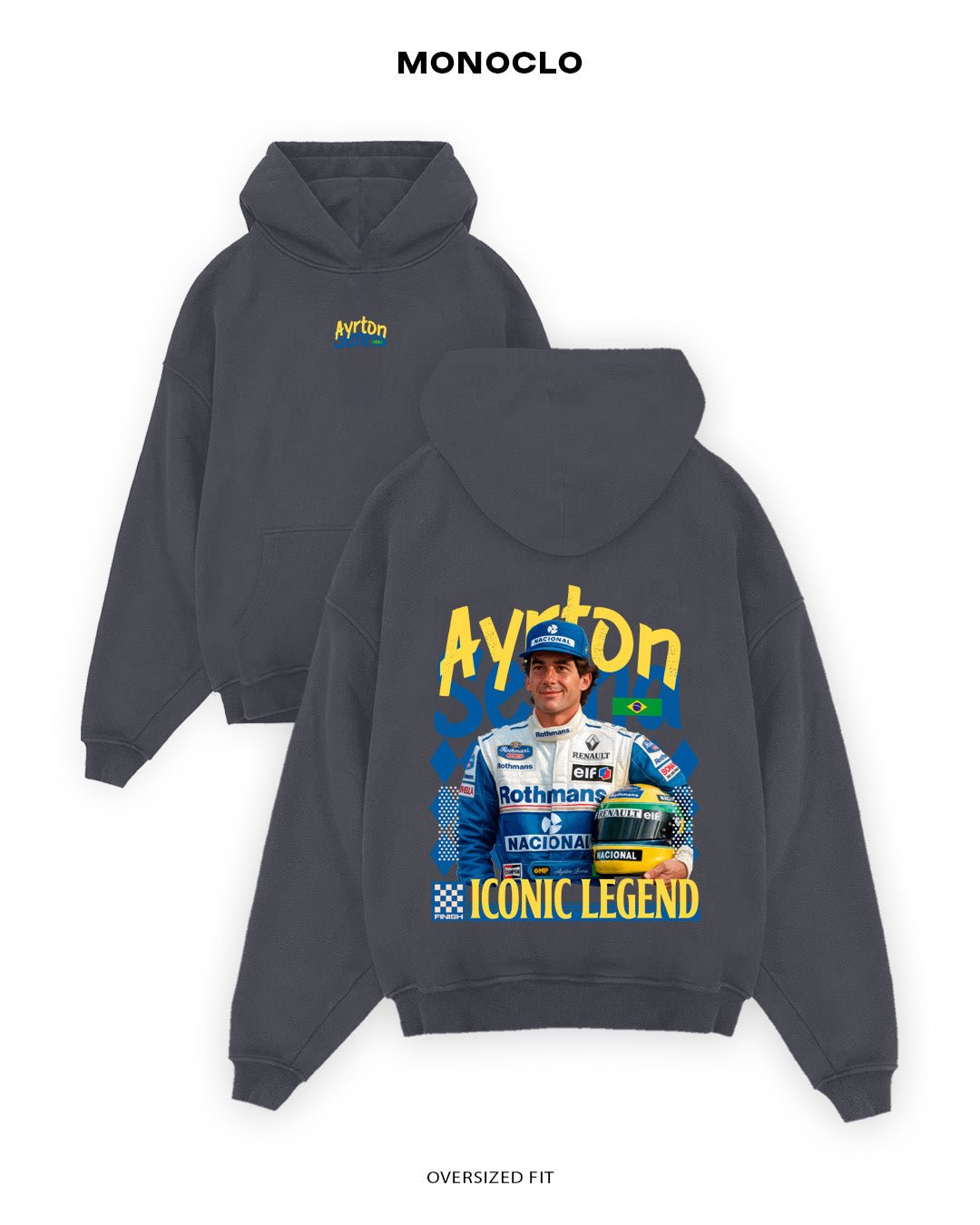 Худі Monoclo Ayrton Senna Iconic Legend - shop_name Графітовий