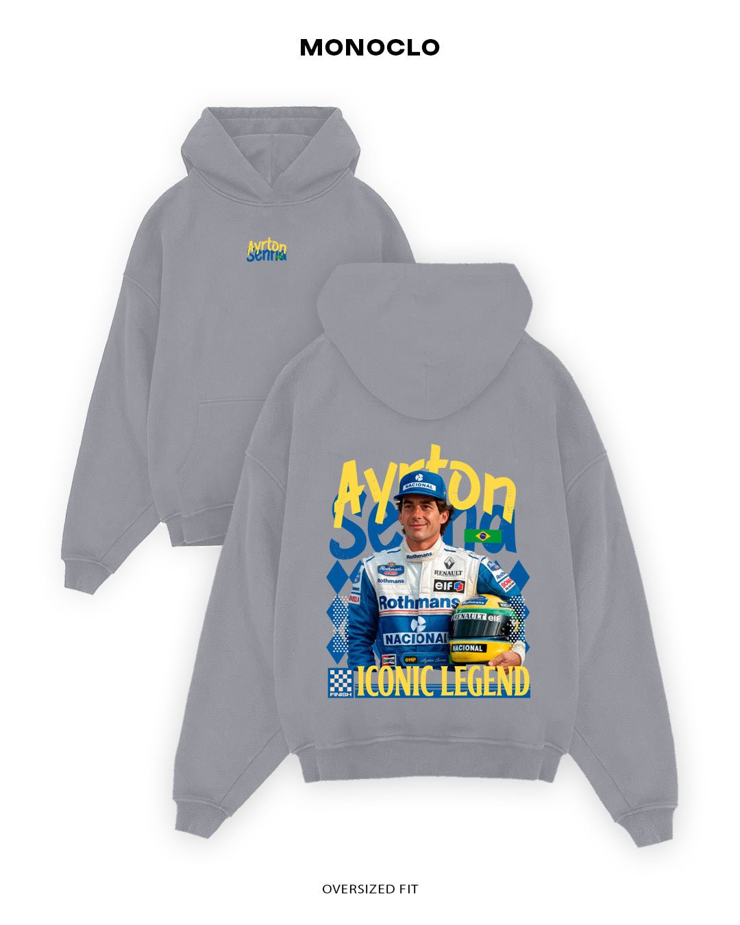 Худі Monoclo Ayrton Senna Iconic Legend - shop_name Сірий