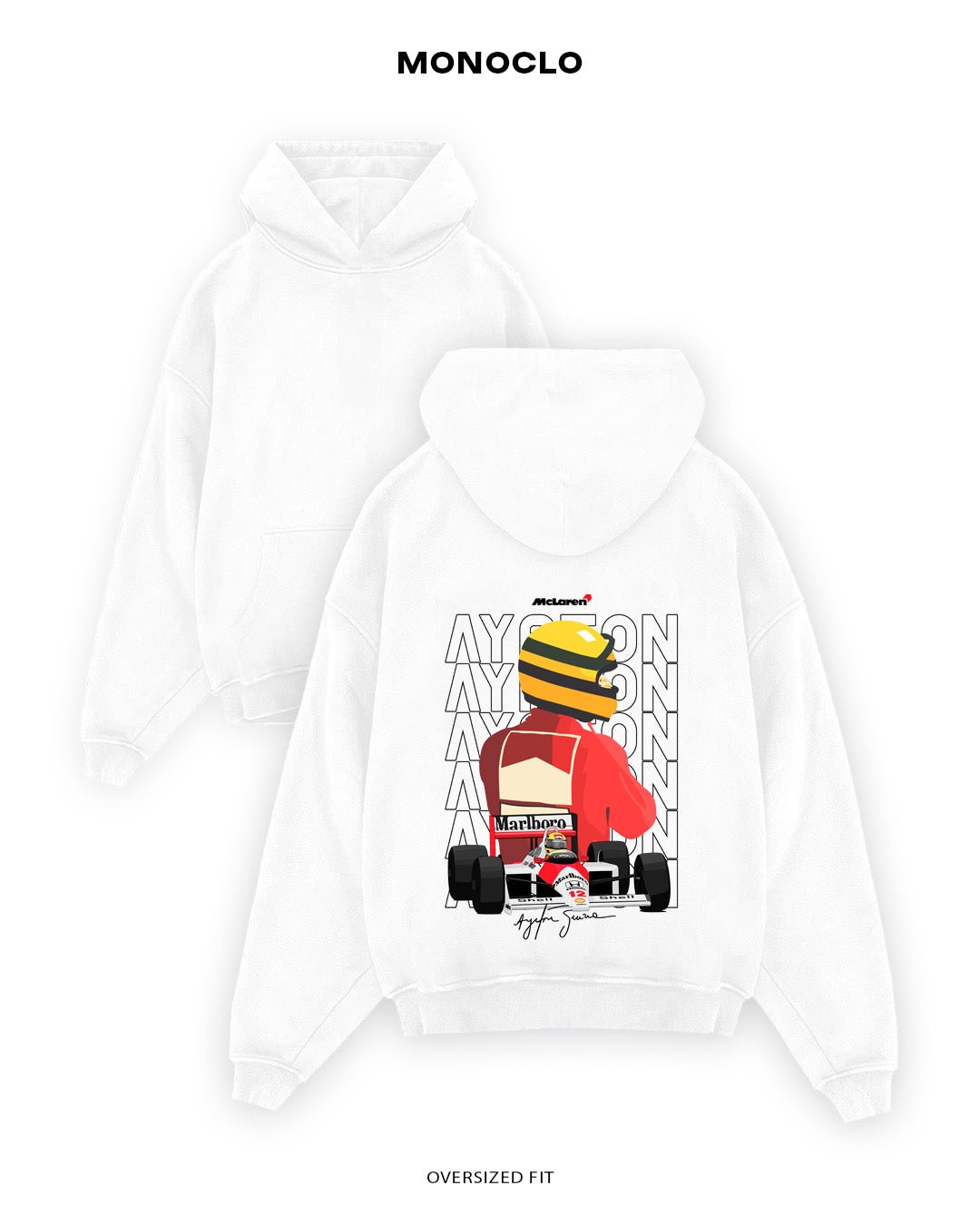 Худі Monoclo Ayrton Senna McLaren Edition – Оверсайз Унісекс - shop_name Білий