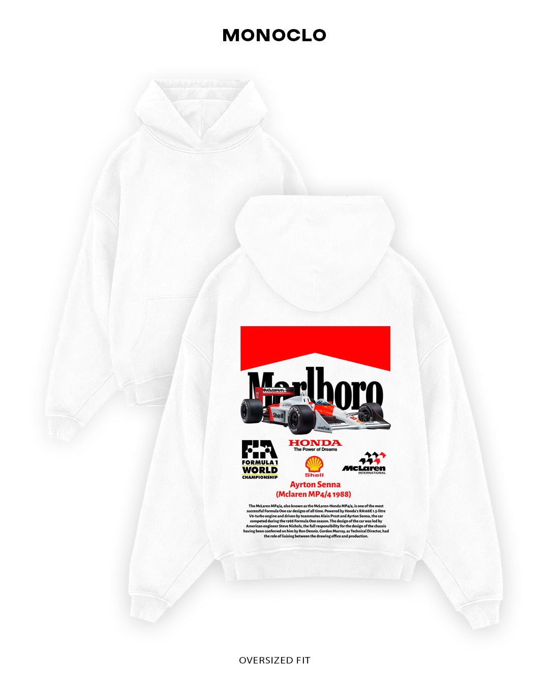 Худі Monoclo Ayrton Senna MP4/4 1988 Edition - shop_name Білий