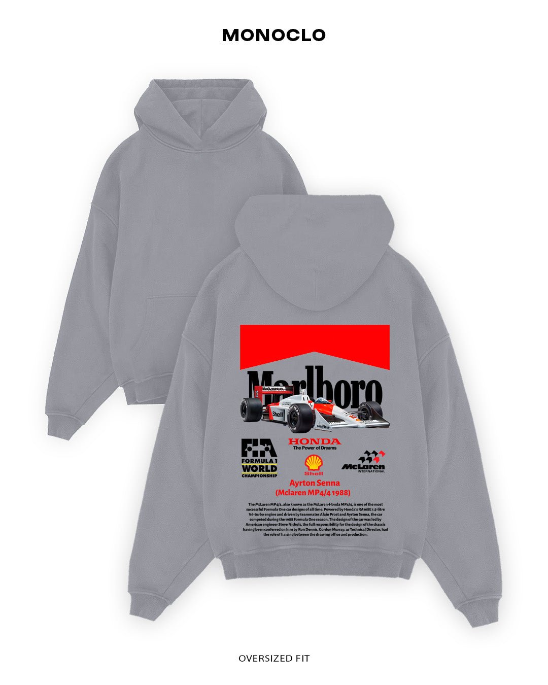 Худі Monoclo Ayrton Senna MP4/4 1988 Edition - shop_name Сірий