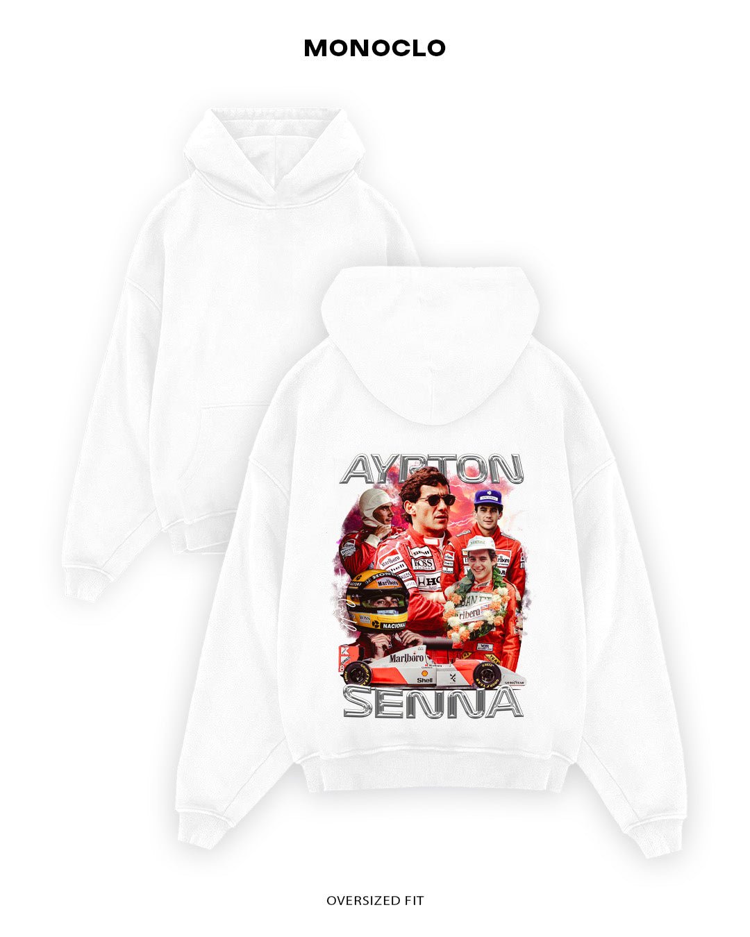 Худі Monoclo Ayrton Senna Tribute – Оверсайз Унісекс - shop_name Білий