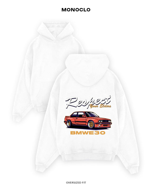 Худі Monoclo BMW E30 “Respect Your Elders” - shop_name Білий