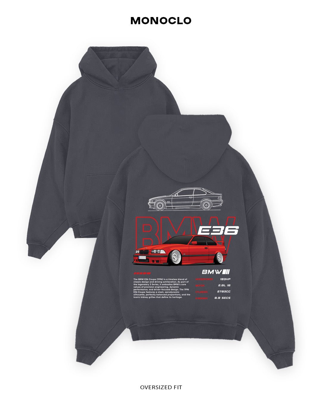 Худі Monoclo BMW E36 Red - shop_name Графітовий