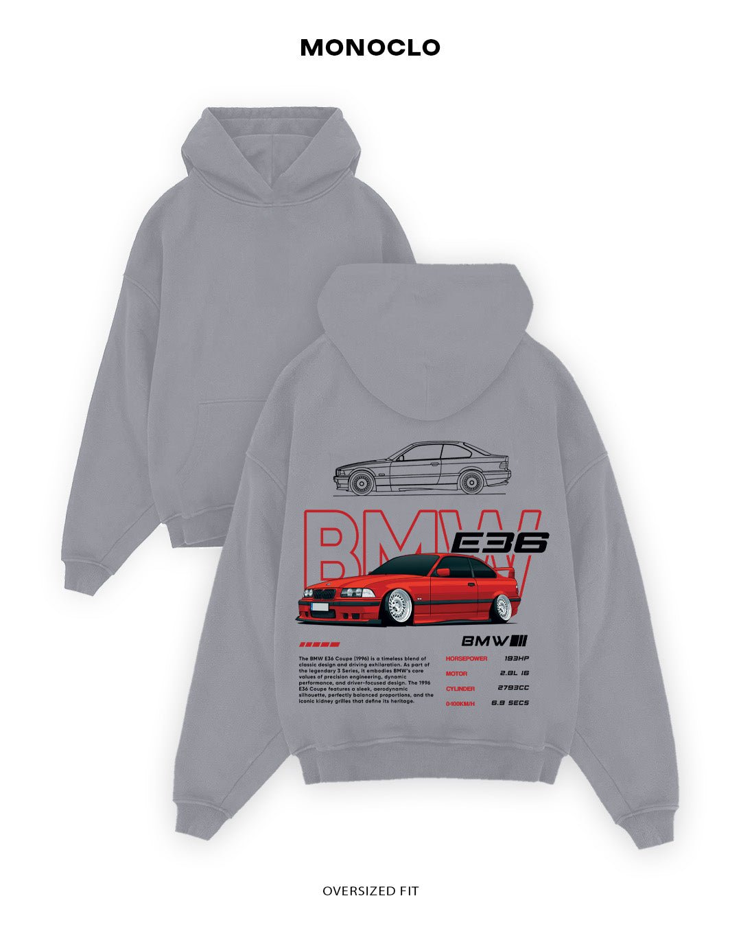 Худі Monoclo BMW E36 Red - shop_name Сірий