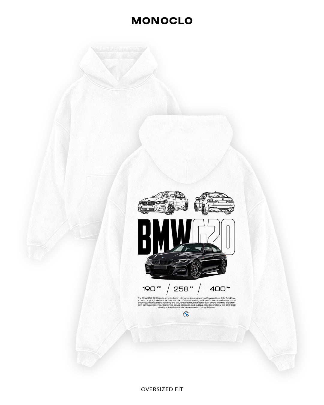 Худі Monoclo BMW G20 – Оверсайз Унісекс - shop_name Білий