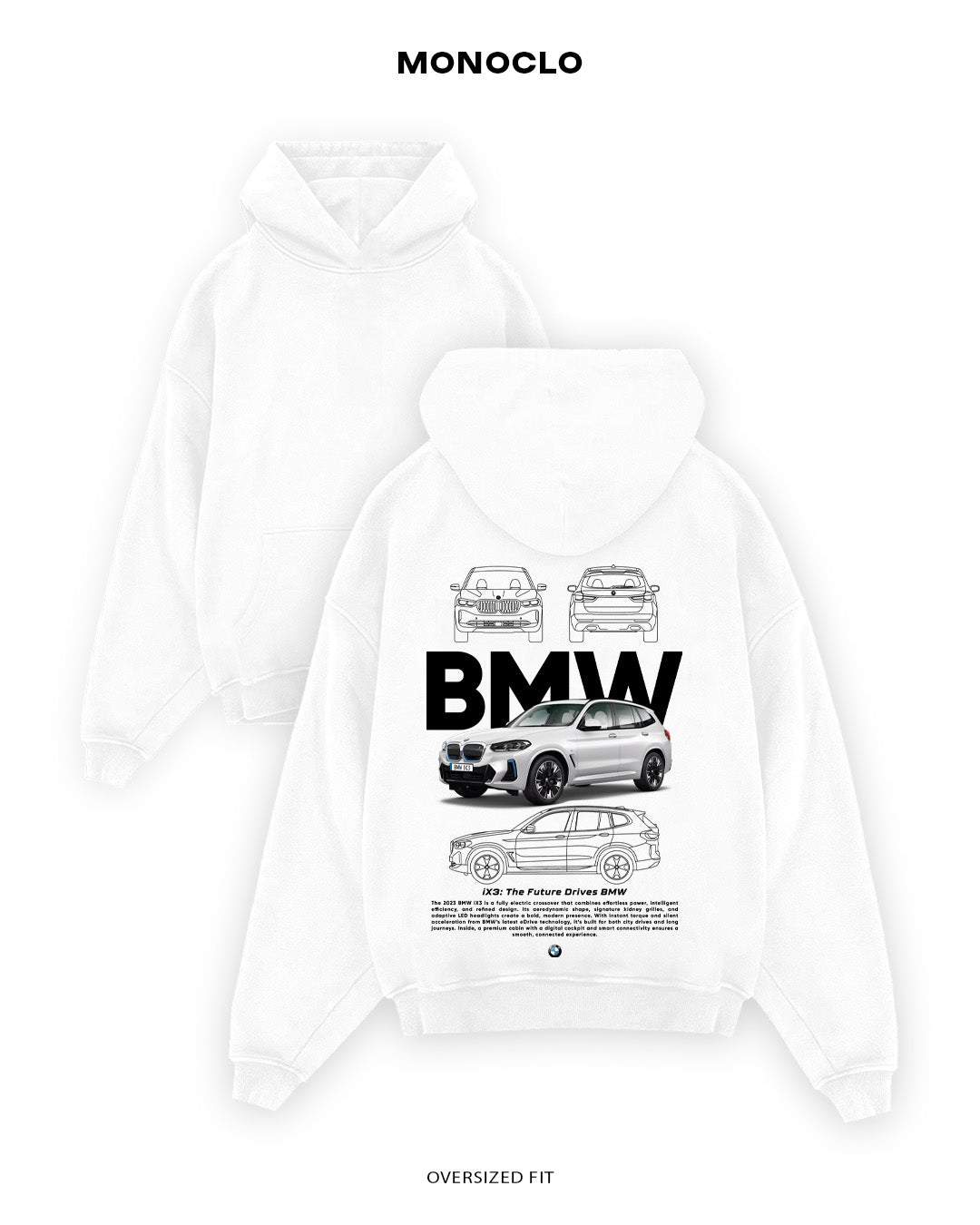 Худі Monoclo BMW iX3 – Оверсайз Унісекс - shop_name Білий