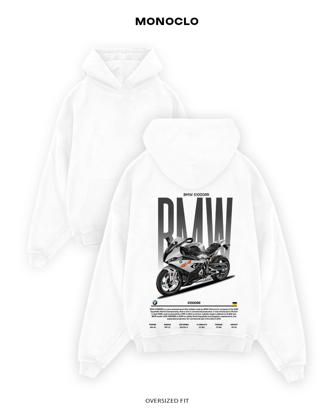 Худі Monoclo BMW S1000RR Moto - shop_name Білий