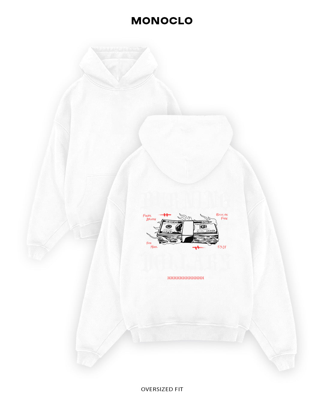 Худі Monoclo Burning Dollars - shop_name Білий
