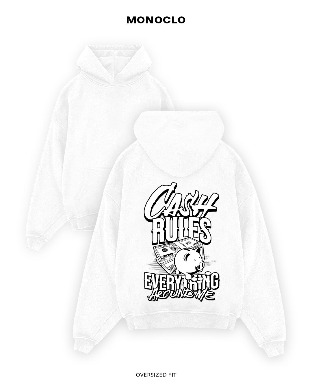 Худі Monoclo Cash Rules Everything Around Me - shop_name Білий