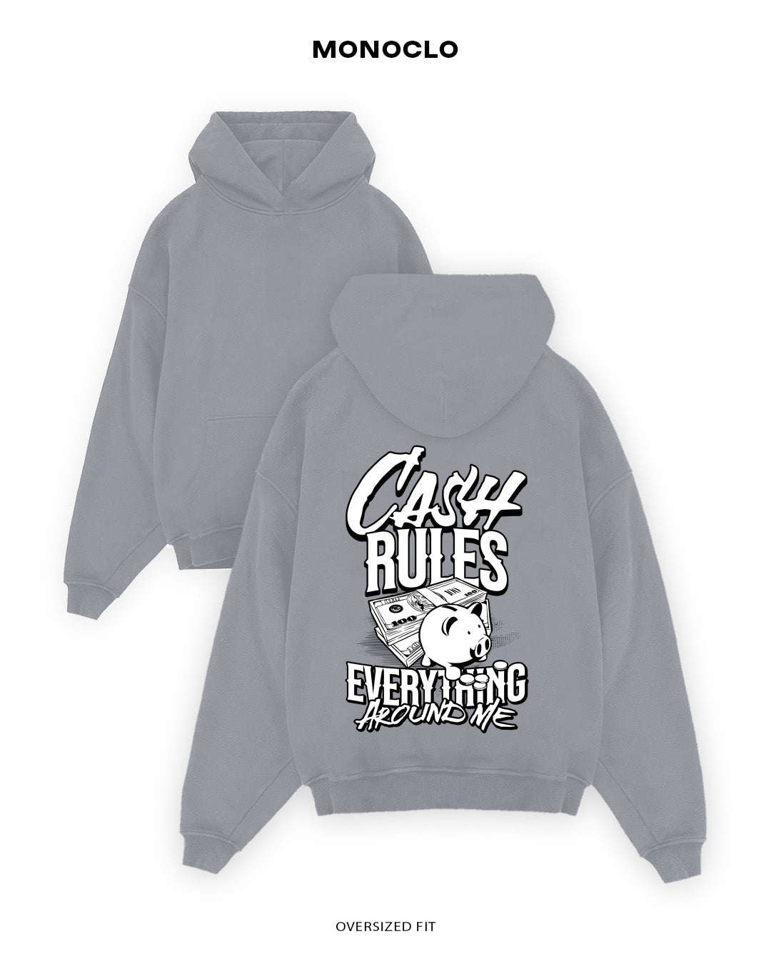 Худі Monoclo Cash Rules Everything Around Me - shop_name Сірий