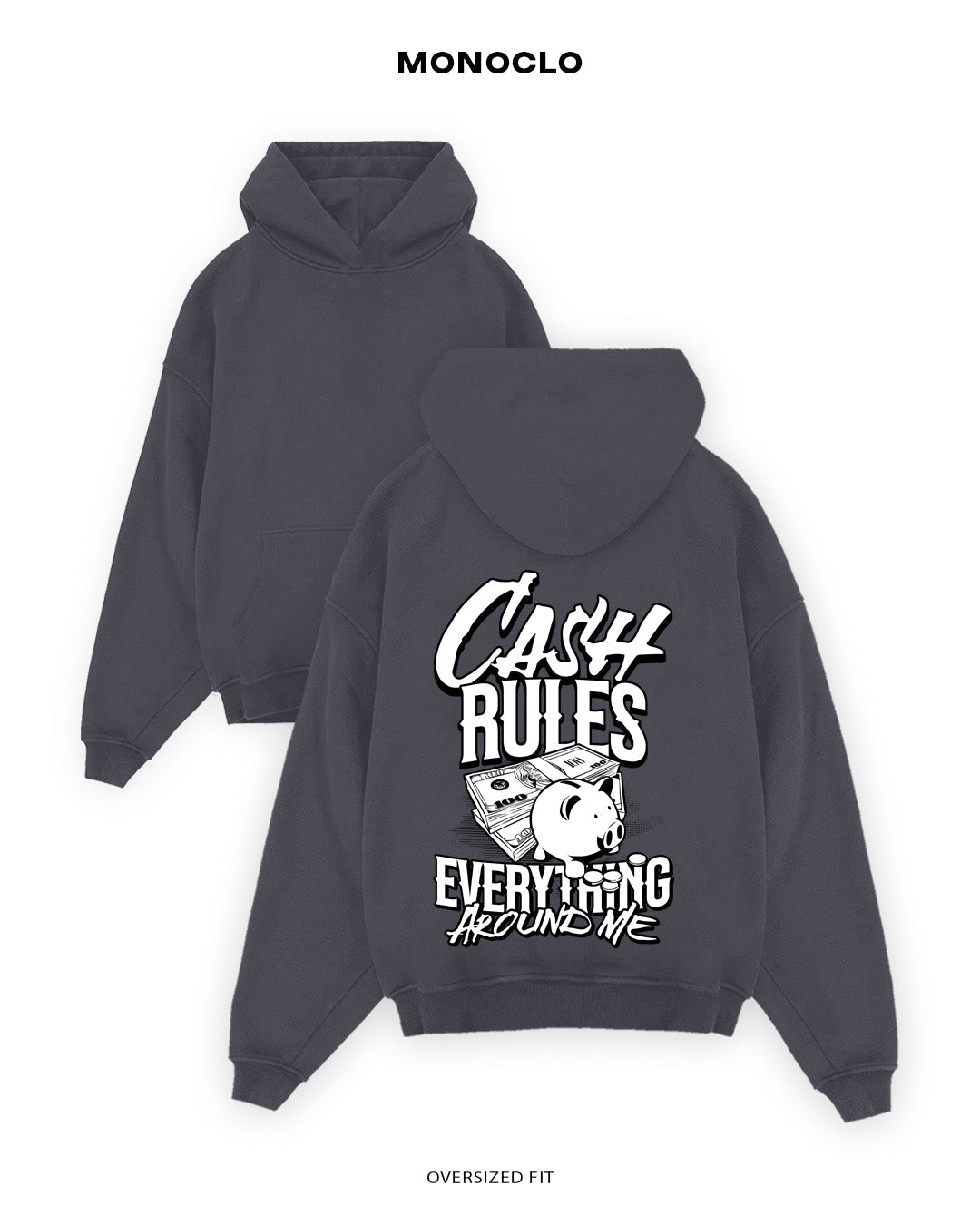 Худі Monoclo Cash Rules Everything Around Me - shop_name Графітовий