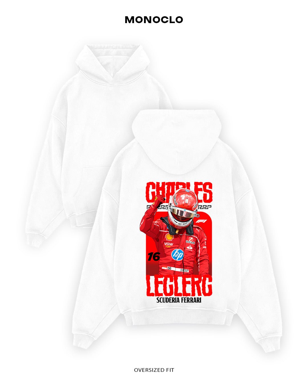 Худі Monoclo Charles Leclerc Ferrari 16 - 2025 - shop_name Білий