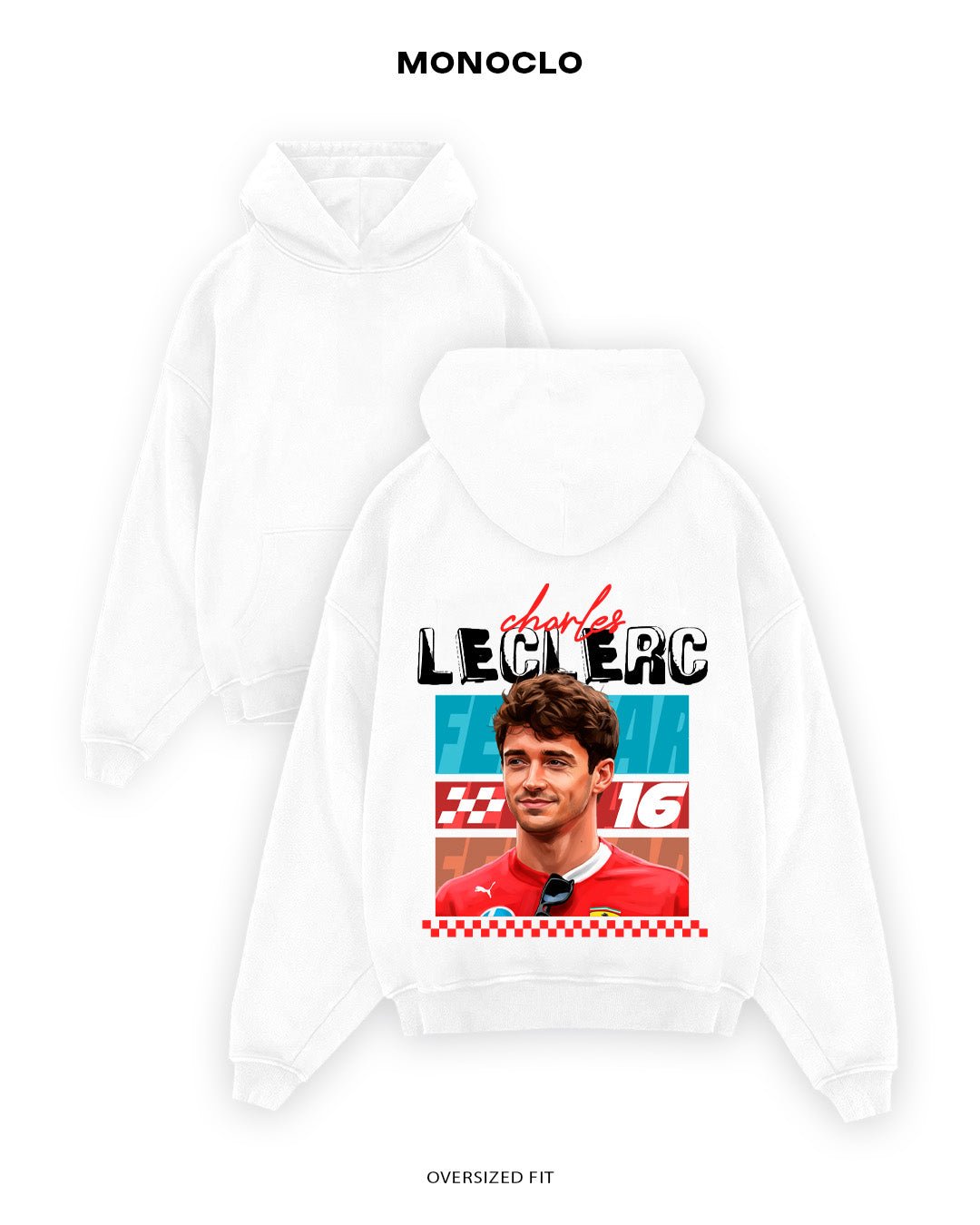 Худі Monoclo Charles Leclerc Ferrari 16 – Оверсайз Унісекс - shop_name Білий