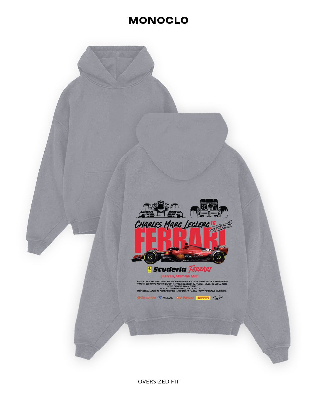 Худі Monoclo Charles Leclerc Ferrari Mamma Mia - shop_name Сірий