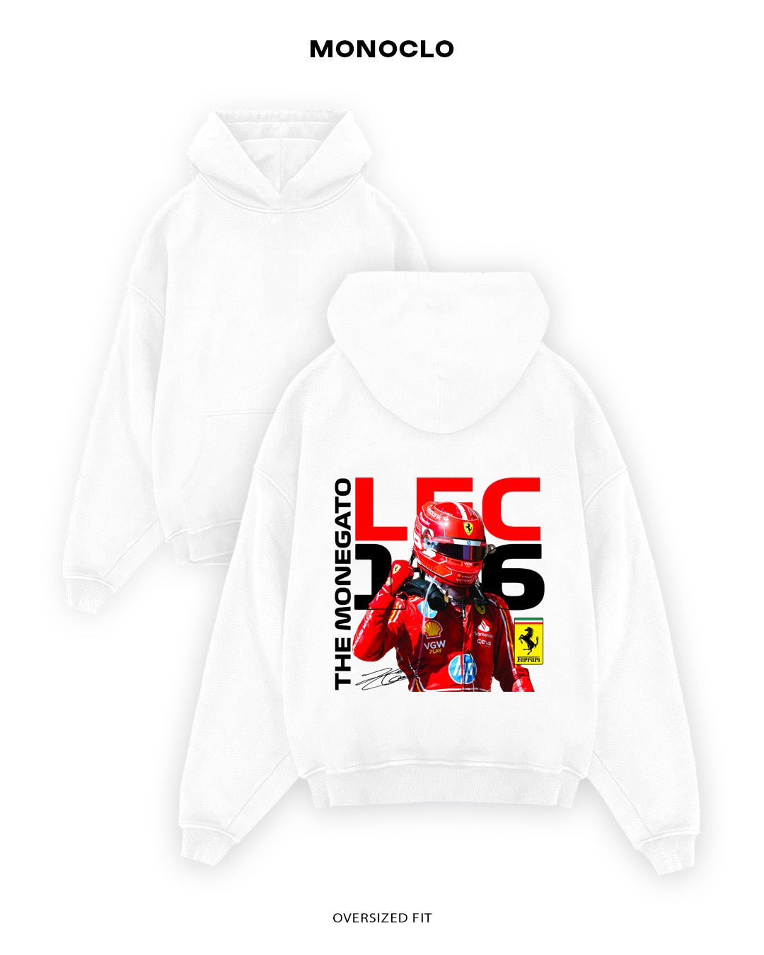 Худі Monoclo Charles Leclerc Ferrari The Monegasque - shop_name Білий