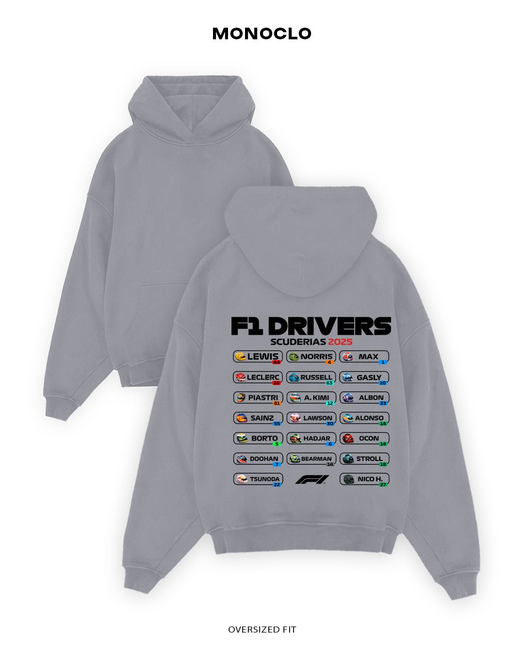 Худі Monoclo F1 Drivers 2025 - shop_name Сірий