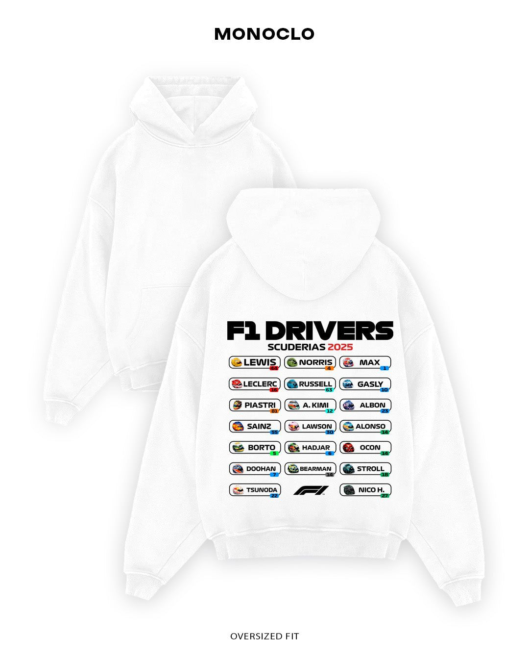 Худі Monoclo F1 Drivers 2025 - shop_name Білий