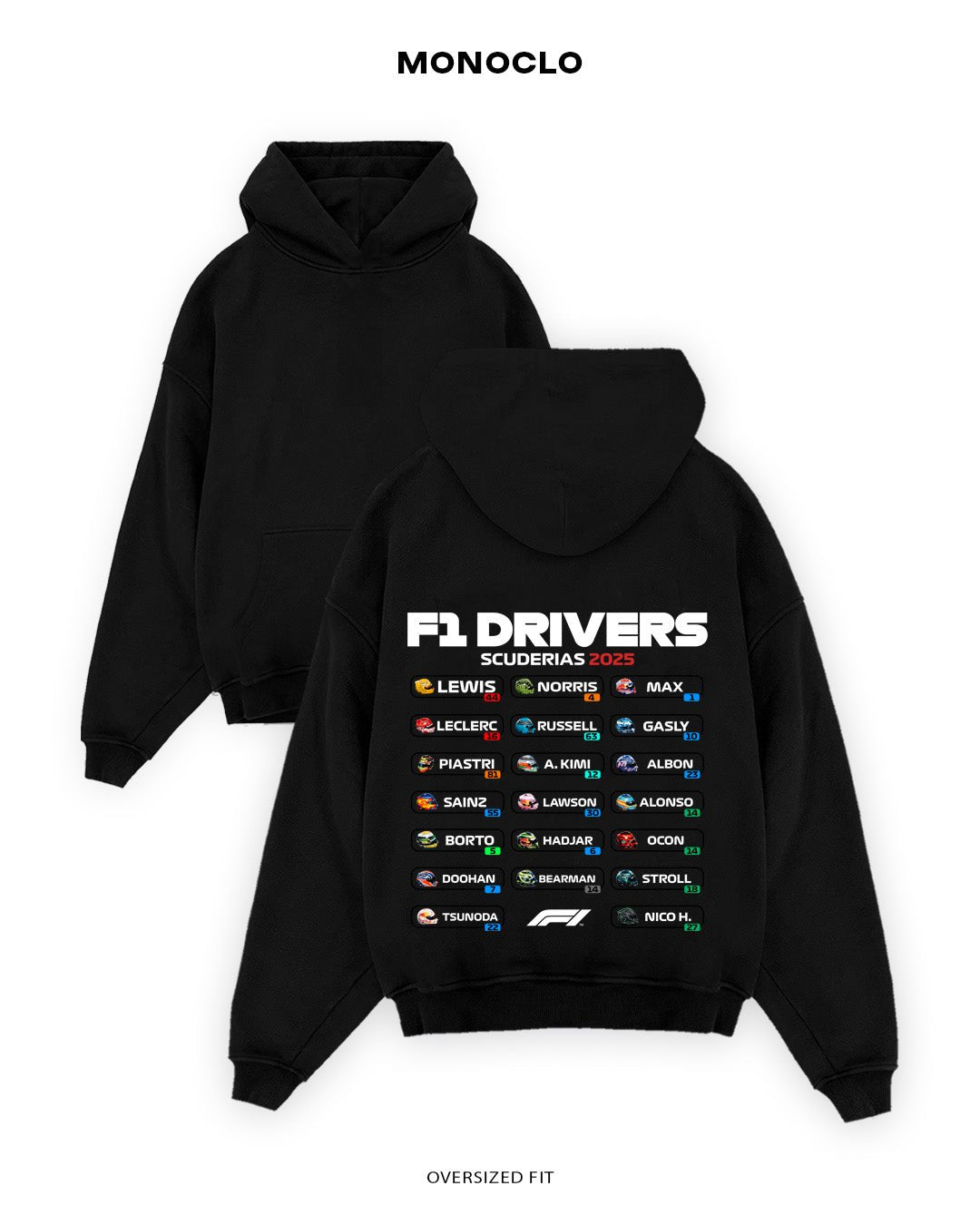 Худі Monoclo F1 Drivers 2025 - shop_name Чорний