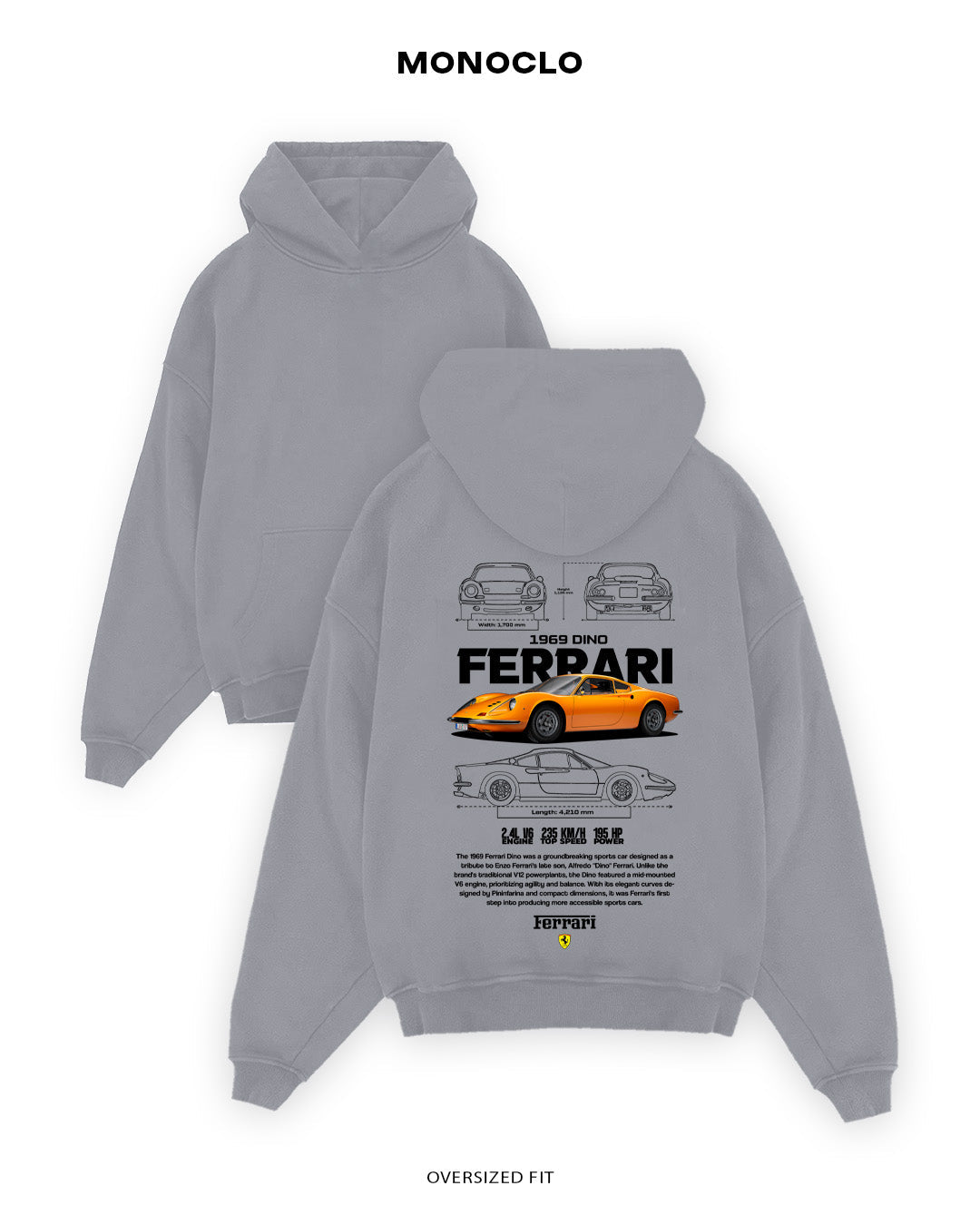 Худі Monoclo Ferrari Dino 1969 - shop_name Сірий