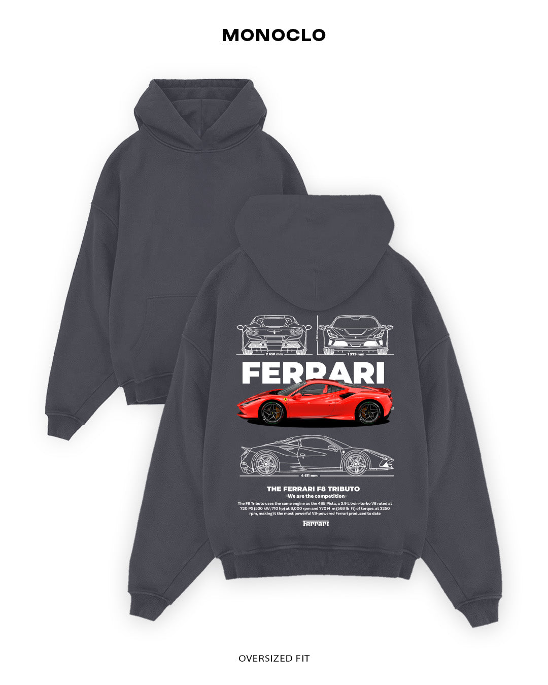 Худі Monoclo Ferrari F8 Tributo 2 - shop_name Графітовий