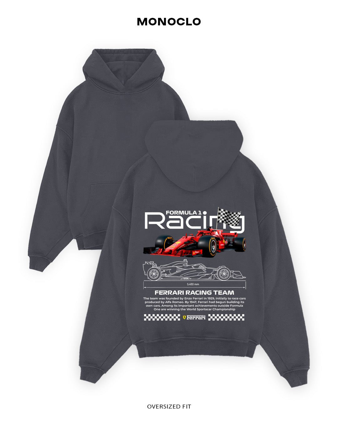 Худі Monoclo Ferrari Racing Team 🏎 Flag - shop_name Графітовий