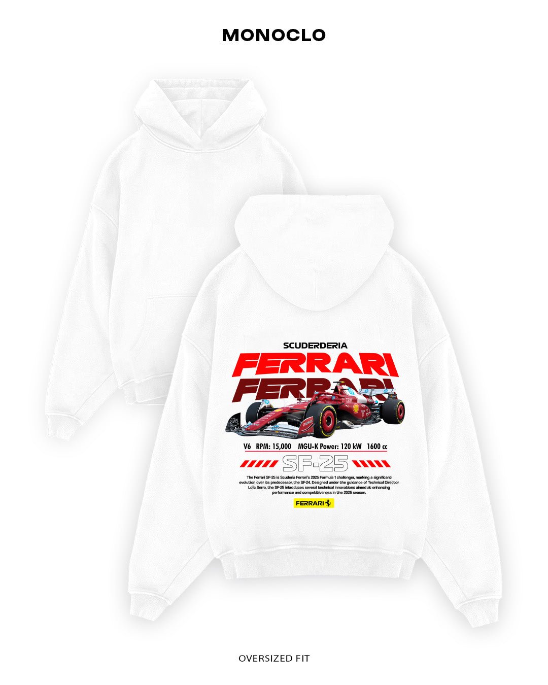 Худі Monoclo Ferrari SF - 25 ITALY - shop_name Білий