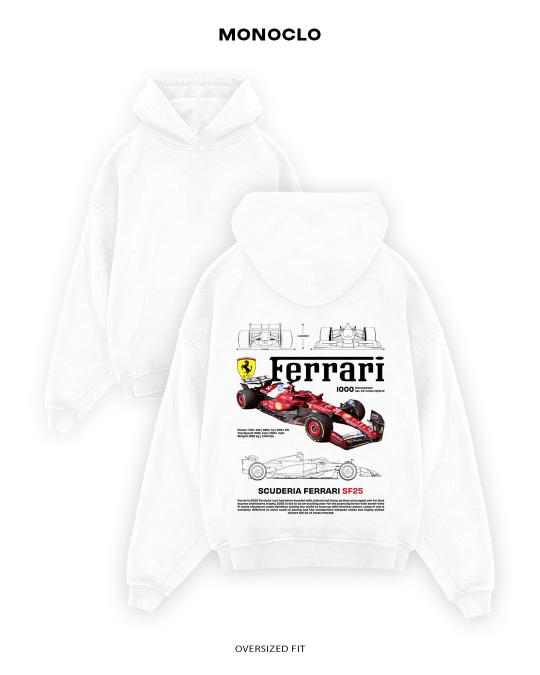 Худі Monoclo Ferrari SF25 1000HP - shop_name Білий