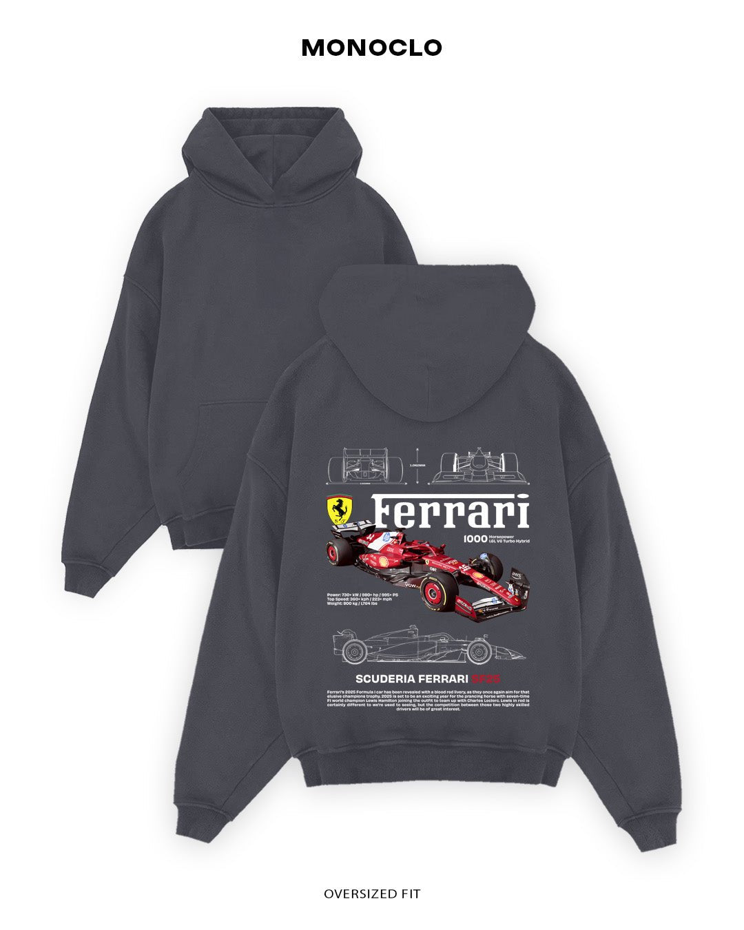Худі Monoclo Ferrari SF25 1000HP - shop_name Графітовий