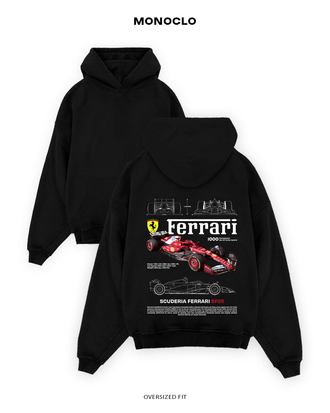 Худі Monoclo Ferrari SF25 1000HP - shop_name Чорний