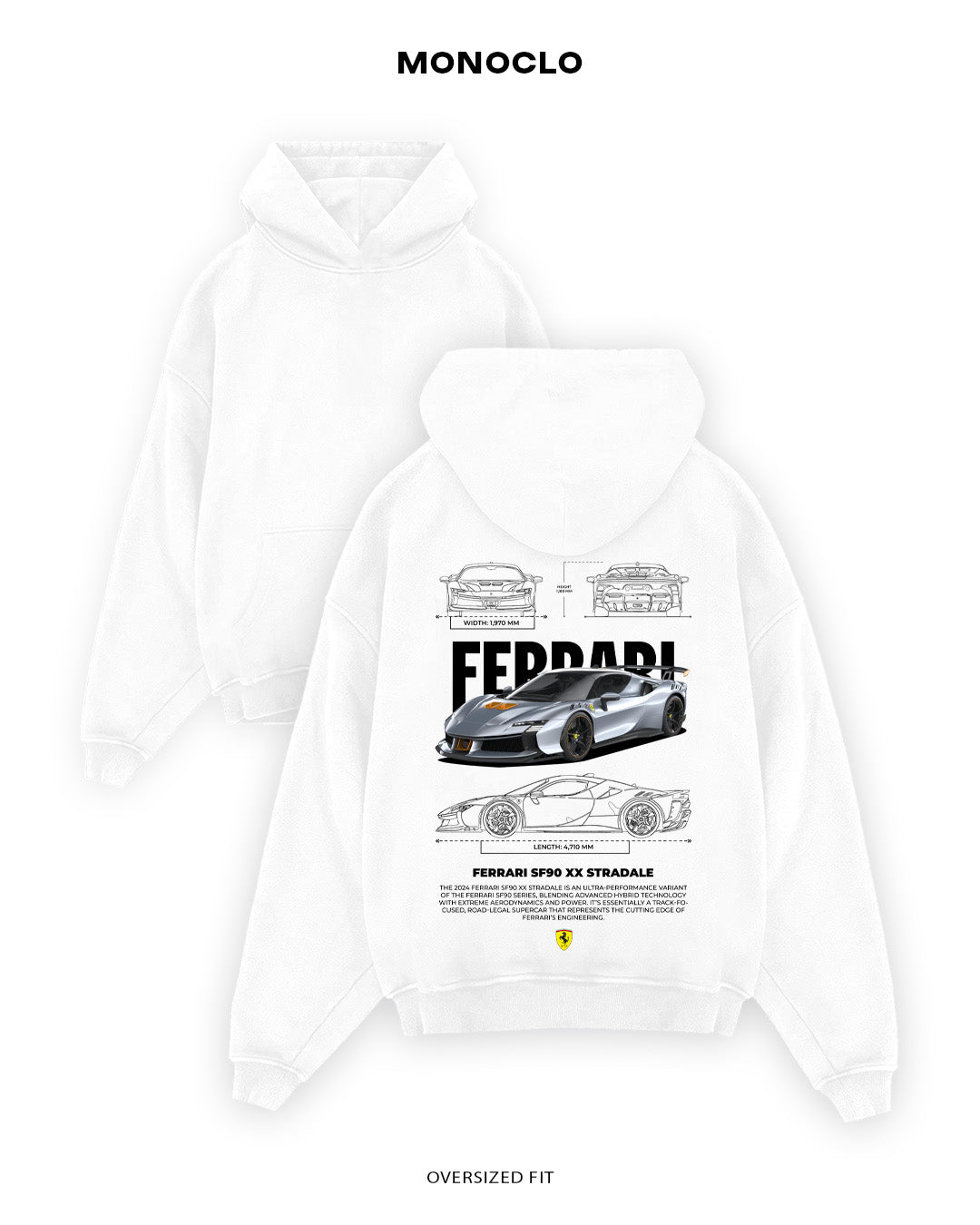 Худі Monoclo Ferrari SF90 XX Stradale - shop_name Білий