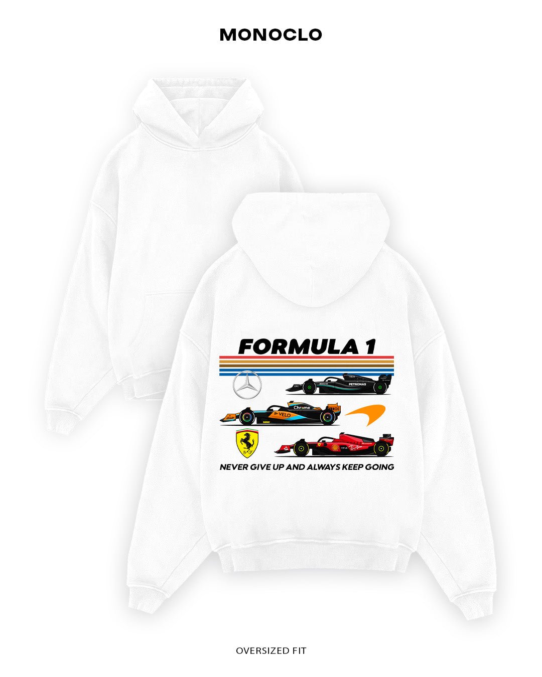 Худі Monoclo Formula 1 Teams – Mercedes, McLaren, Ferrari - shop_name Білий