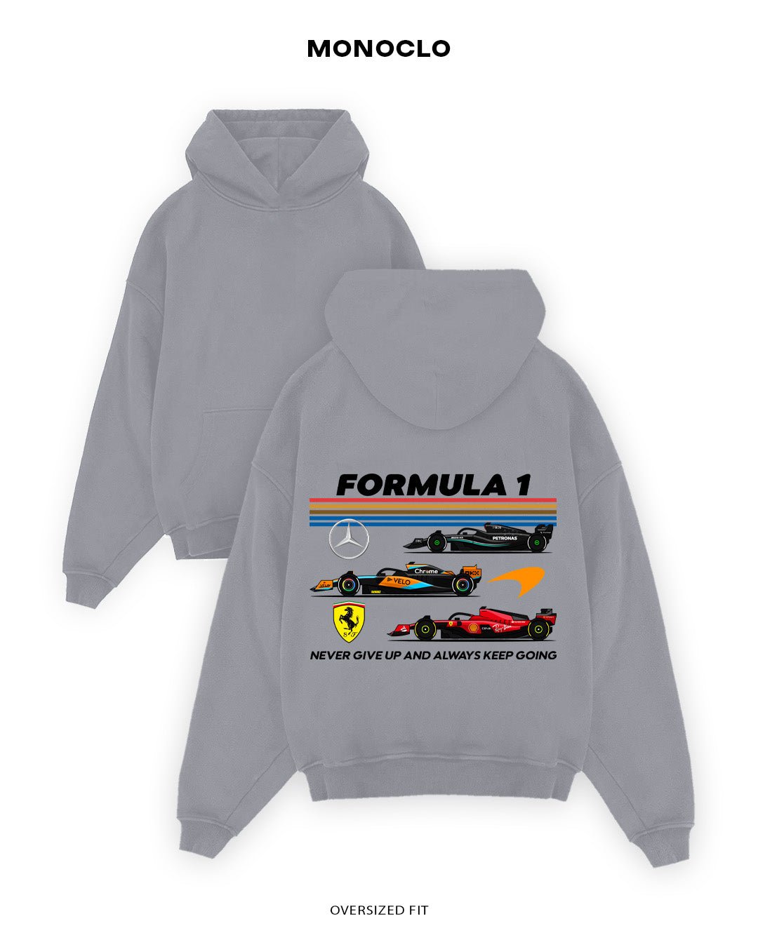 Худі Monoclo Formula 1 Teams – Mercedes, McLaren, Ferrari - shop_name Сірий