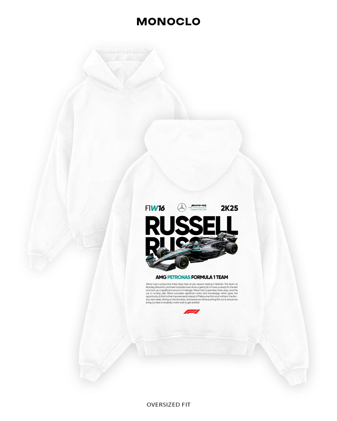 Худі Monoclo George Russell Mercedes AMG Petronas 2025 Edition - shop_name Білий
