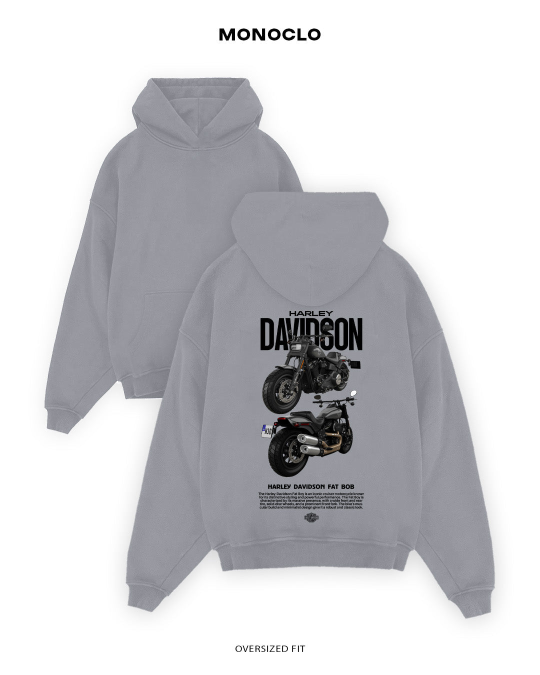 Худі Monoclo Harley Davidson Fat Bob - shop_name Сірий