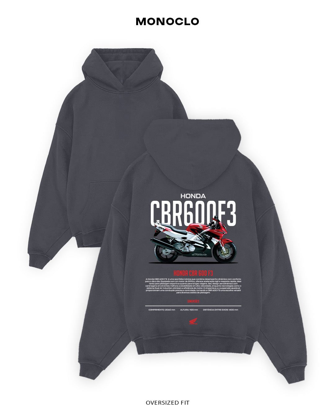 Худі Monoclo Honda CBR600 F3 - shop_name Графітовий