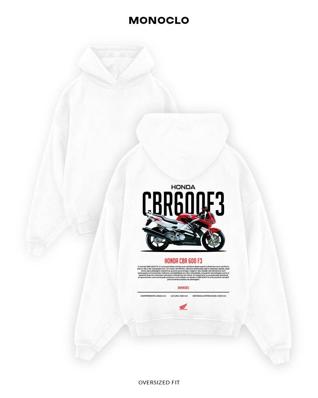 Худі Monoclo Honda CBR600 F3 - shop_name Білий