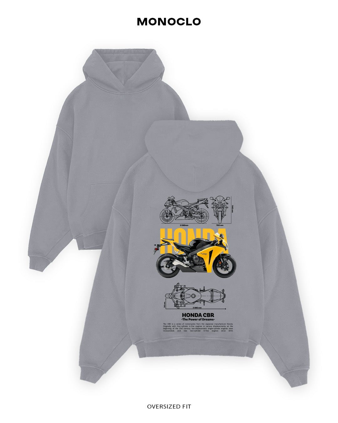 Худі Monoclo Honda CBR600RR Yellow - shop_name Сірий
