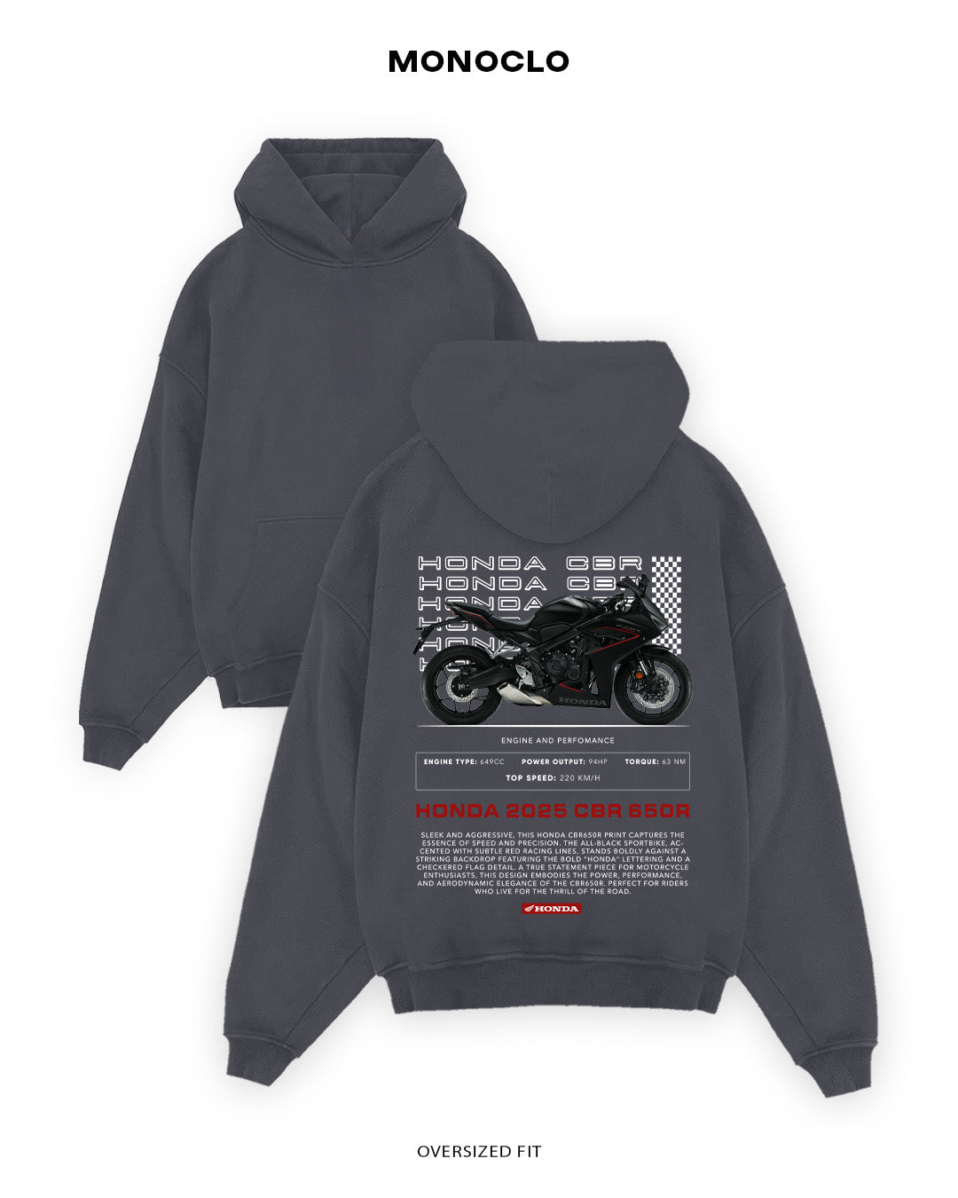 Худі Monoclo Honda CBR650R - shop_name Графітовий