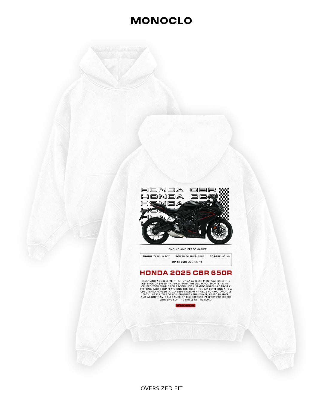 Худі Monoclo Honda CBR650R - shop_name Білий