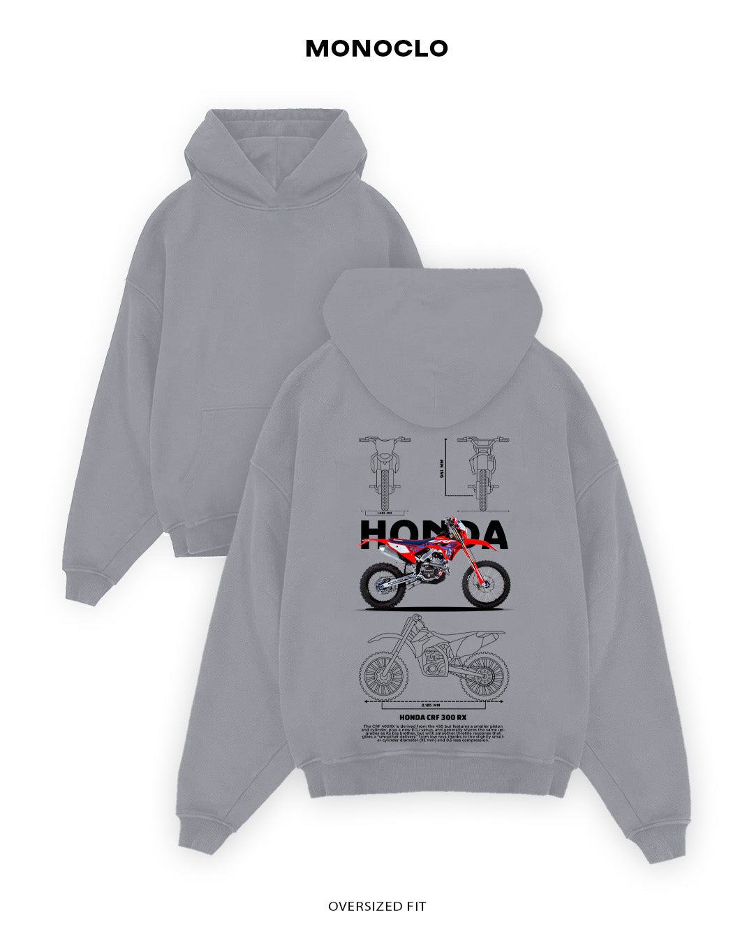 Худі Monoclo Honda CRF 300 RX - shop_name Сірий