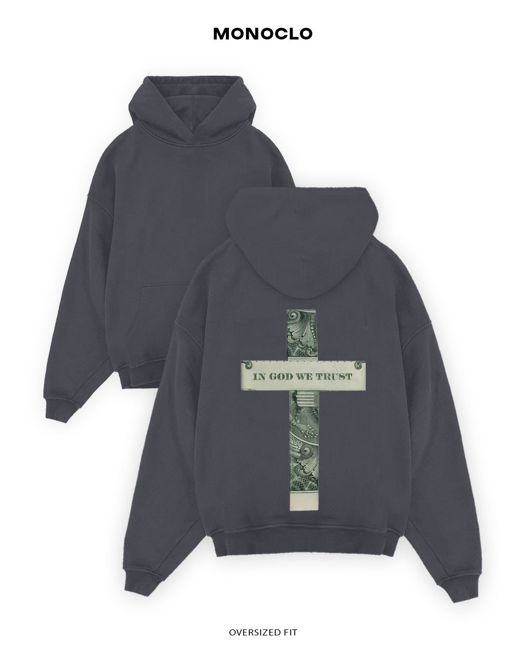Худі Monoclo IN GOD WE TRUST - shop_name Графітовий
