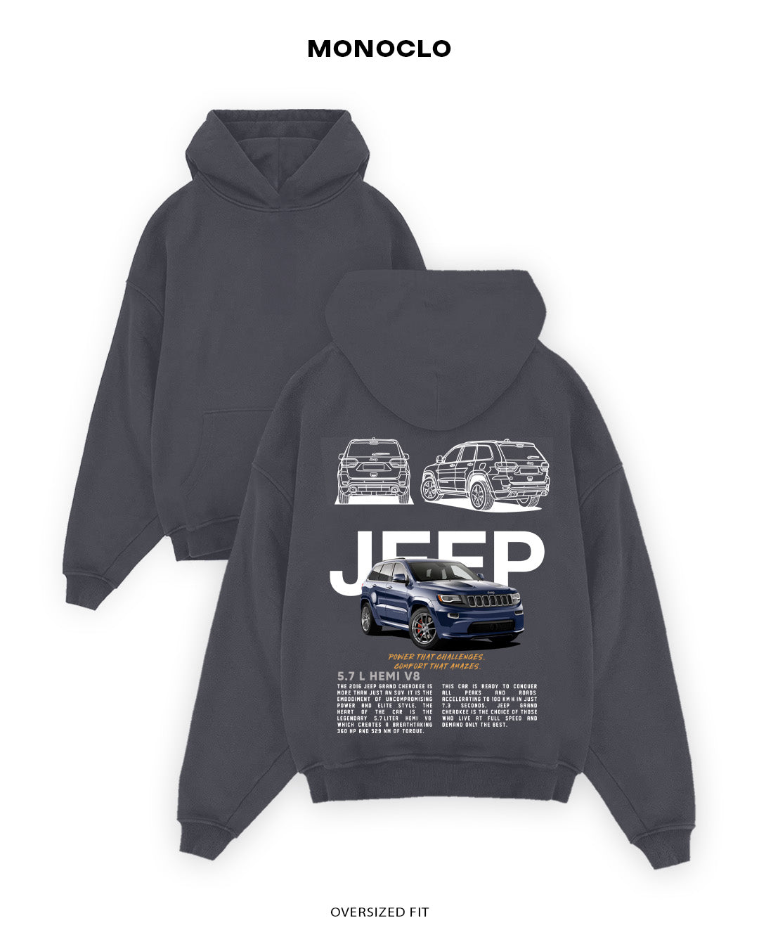 Худі Monoclo Jeep Grand Cherokee - shop_name Графітовий