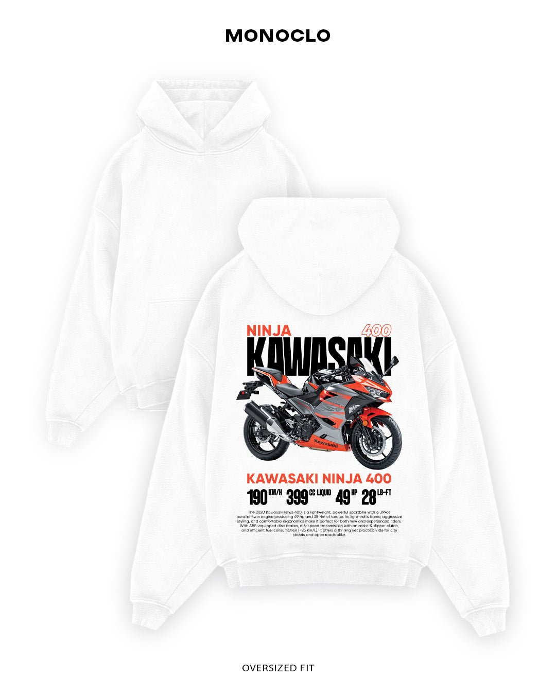 Худі Monoclo Kawasaki Ninja 400 - shop_name Білий