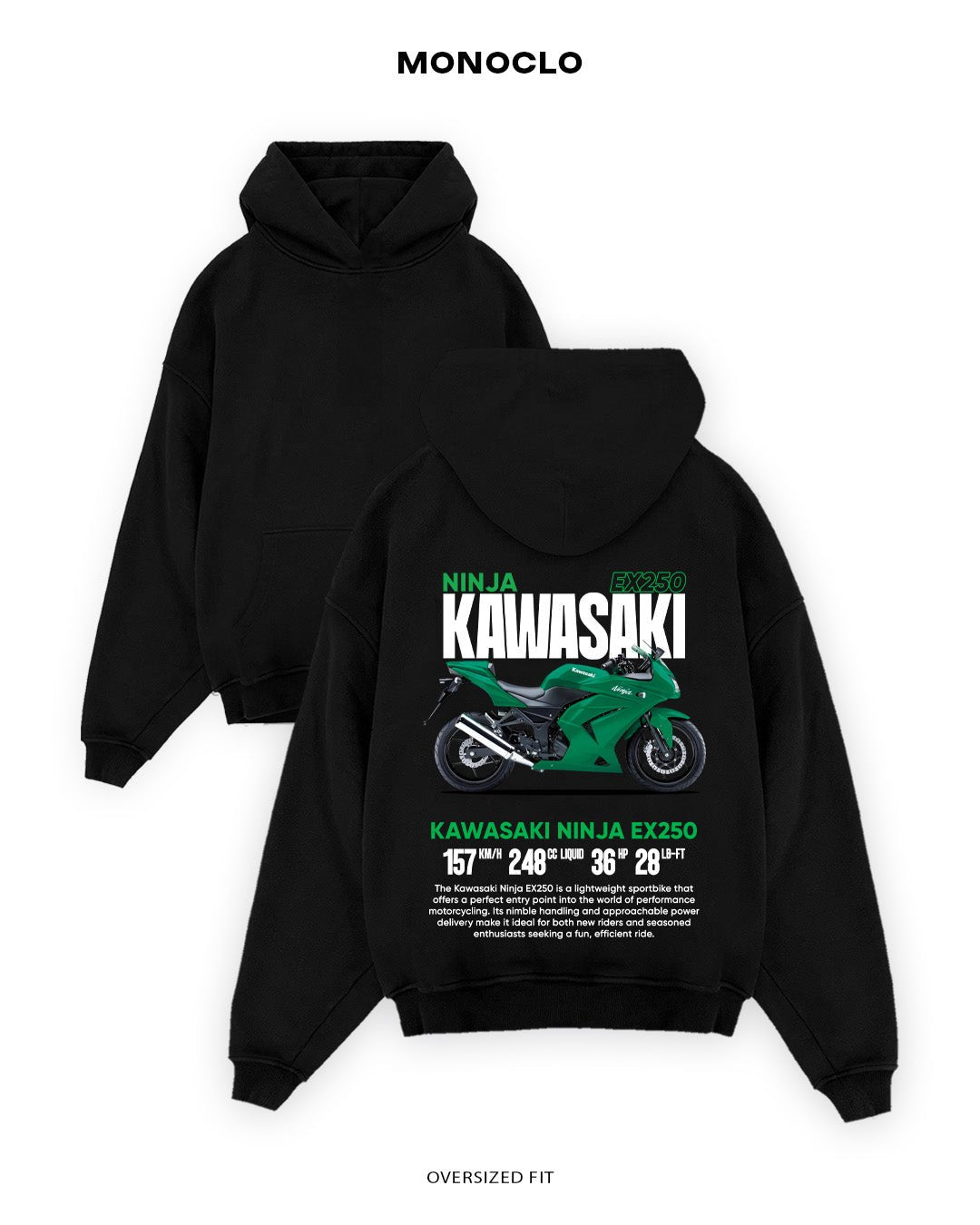 Худі Monoclo Kawasaki Ninja EX250 - shop_name Чорний